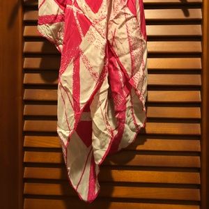 Bill Blass Silk Scarf Lg Made in Japan Pink Bold